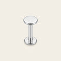 Natural silver titanium Ashley piercing flat disc stud, front view
