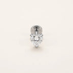 Natural silver titanium Ashley piercing heart CZ stud, front view

