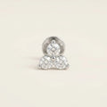 Natural silver titanium Ashley piercing trinity CZ cluster stud, front view
