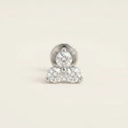 Natural silver titanium Ashley piercing trinity CZ cluster stud, front view
