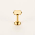 Gold titanium Ashley piercing flat disc stud, front view
