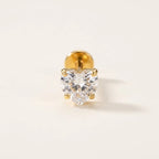 Gold titanium Ashley piercing heart CZ stud, front view
