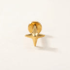 Gold titanium Ashley piercing four pointed star stud, front view
