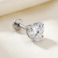 Natural silver titanium Ashley heart CZ labret, three quarter angle
