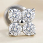 Macro close up of a titanium Ashley four leaf clover CZ stud
