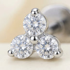 Macro close up of a titanium Ashley trinity CZ cluster stud
