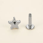 Internally threaded titanium Ashley star cut labret with the top and post separated
